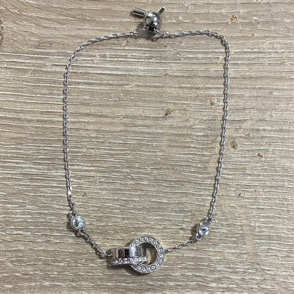 Elegant Silver Toned Bracelet with Crystal Accents
